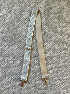 Adjustable Beige Cream and Light Blue Woven Bag Guitar type Strap